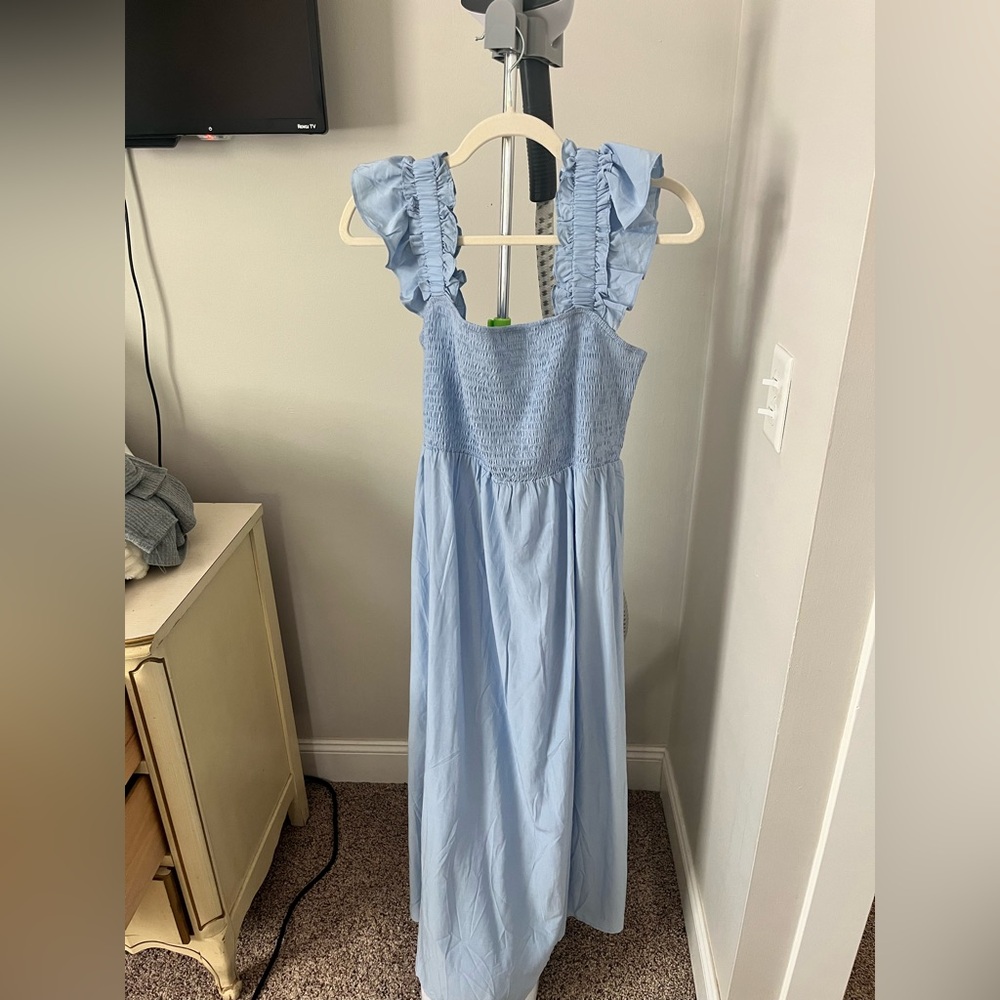 Light Blue Ruffled Maxi Dress